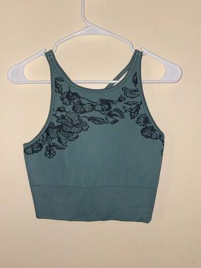 Athleta Ribbed Light Teal Top